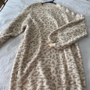 Entro Leopard Print Sweater Dress